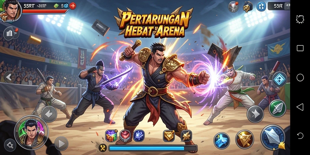Gameplay mendebarkan dalam pertarungan di 55RT.