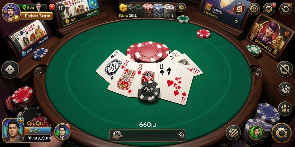 Tampilan gameplay seru dari 66D yang menampilkan strategi QiuQiu.