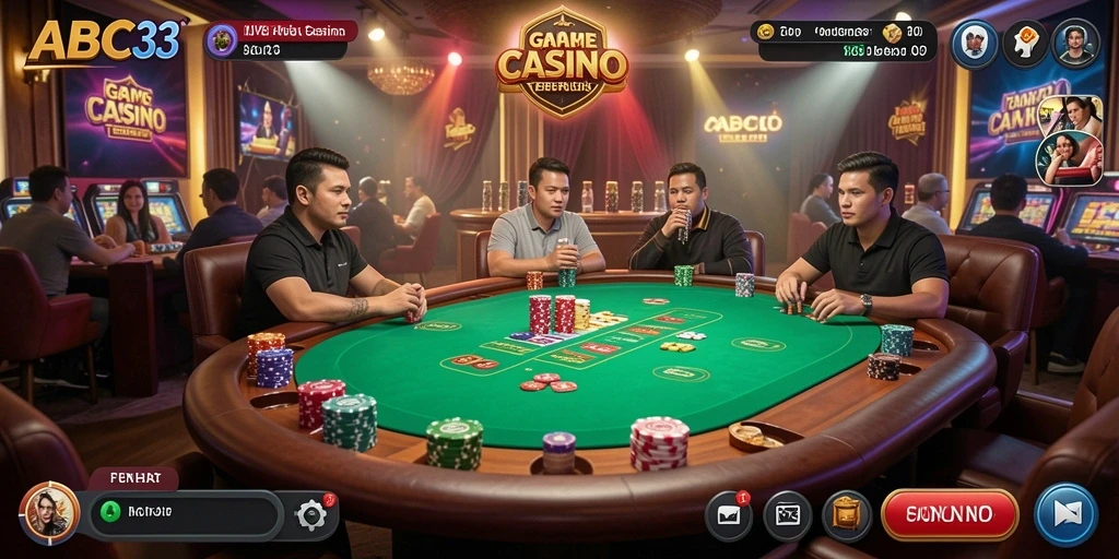 Tampilan gameplay Live Casino yang menegangkan dan interaktif di ABC33.