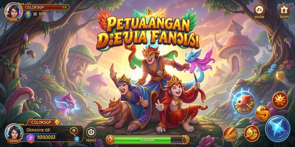 Screenshot utama COLOKSGP menampilkan gameplay menjelajahi dunia fantasi.