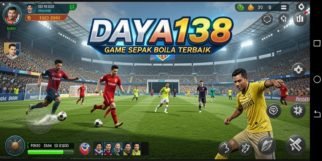 Screenshot utama DAYA138 menampilkan aksi sepak bola yang mendebarkan.