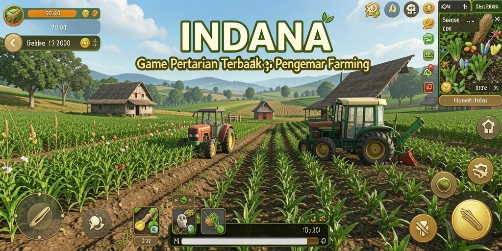 Screenshot gameplay INDAAA yang menunjukkan aktivitas bertani yang menarik.