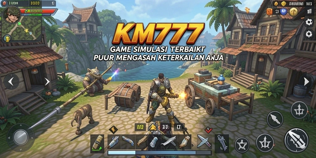 Tangkapan layar gameplay KM777 yang penuh warna dan interaktif.