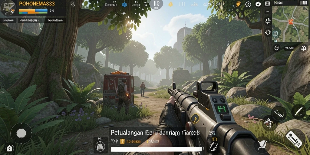 Screenshot menunjukkan aksi seru dalam gameplay POHONEMAS33.