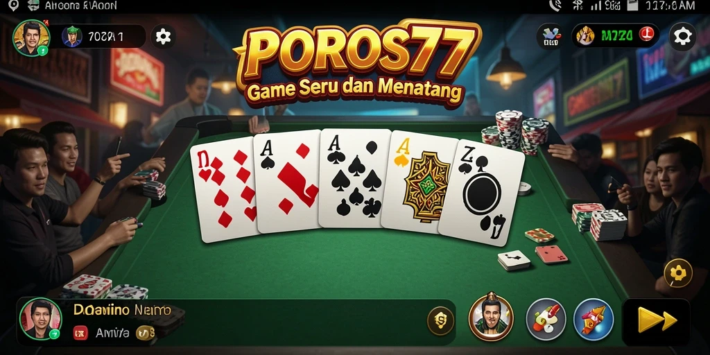 Screenshots gameplay menampilkan keseruan bermain Domino di POROS77.