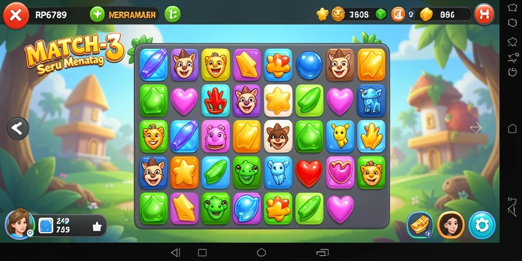 Tampilan gameplay seru dalam RP6789 dengan tantangan Match-3.