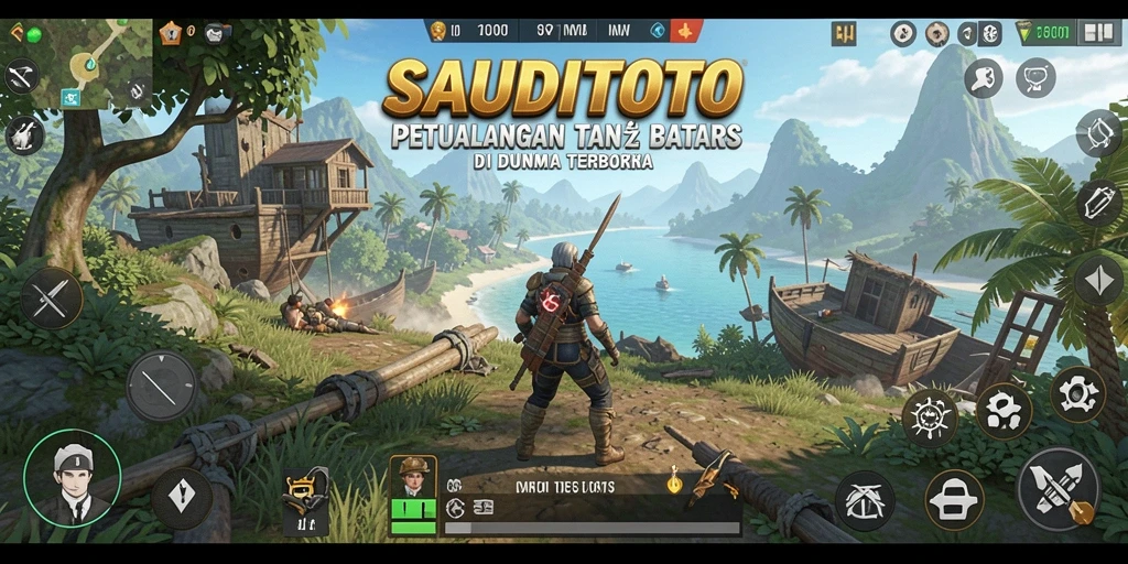 Screenshot gameplay SAUDITOTO menampilkan petualangan menakjubkan di dunia terbuka.