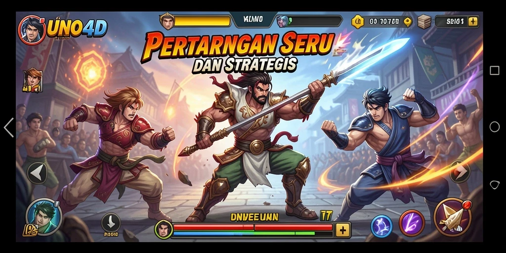 Tampilan gameplay intens di arena pertarungan UNO4D.